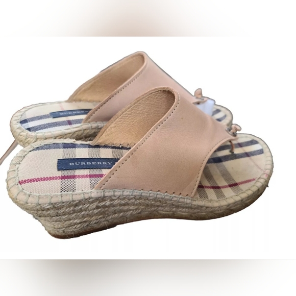 Burberry Tan Nova Check Wedge Sandal Espadrille EU 39 US 8 Summer Open toe Shoe - Picture 5 of 5